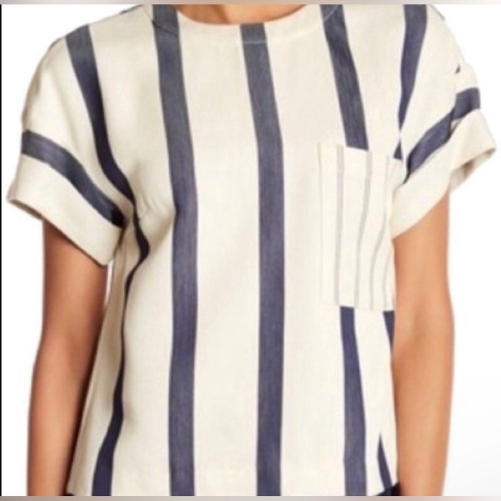 Grey Jason Wu Striped Box Tee Size 12 - image 1